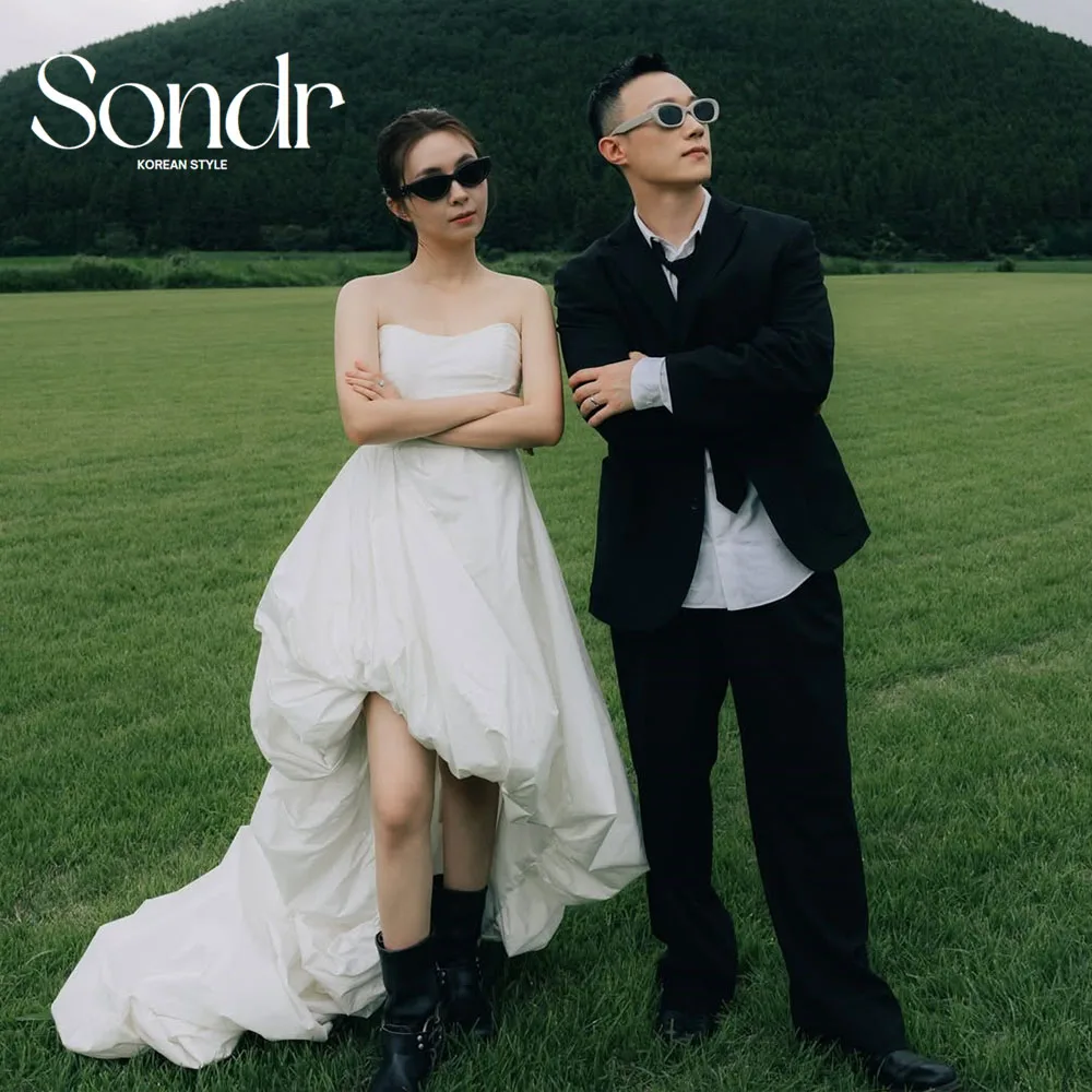 

Sondr Strapless Taffeta Korean Wedding Dresses Photo Shoot Customized Japanese Wedding Party Dresses for Bride Long Prom Gown