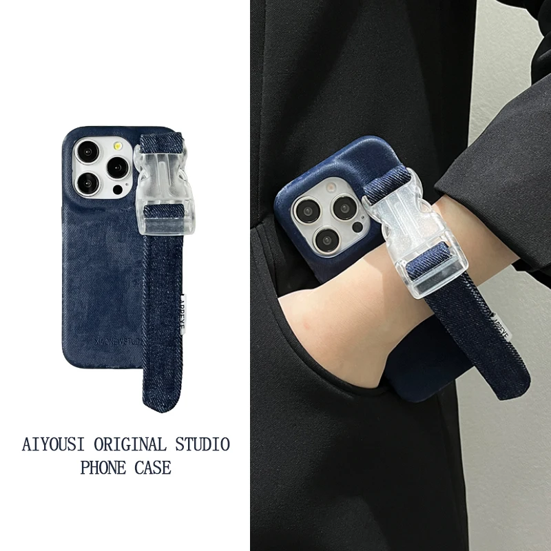 

Винтажный темно-синий джинсовый браслет для Apple 16 pro max, чехол для iphone 15 pro max, защита от падения, чехол 12 pro 15