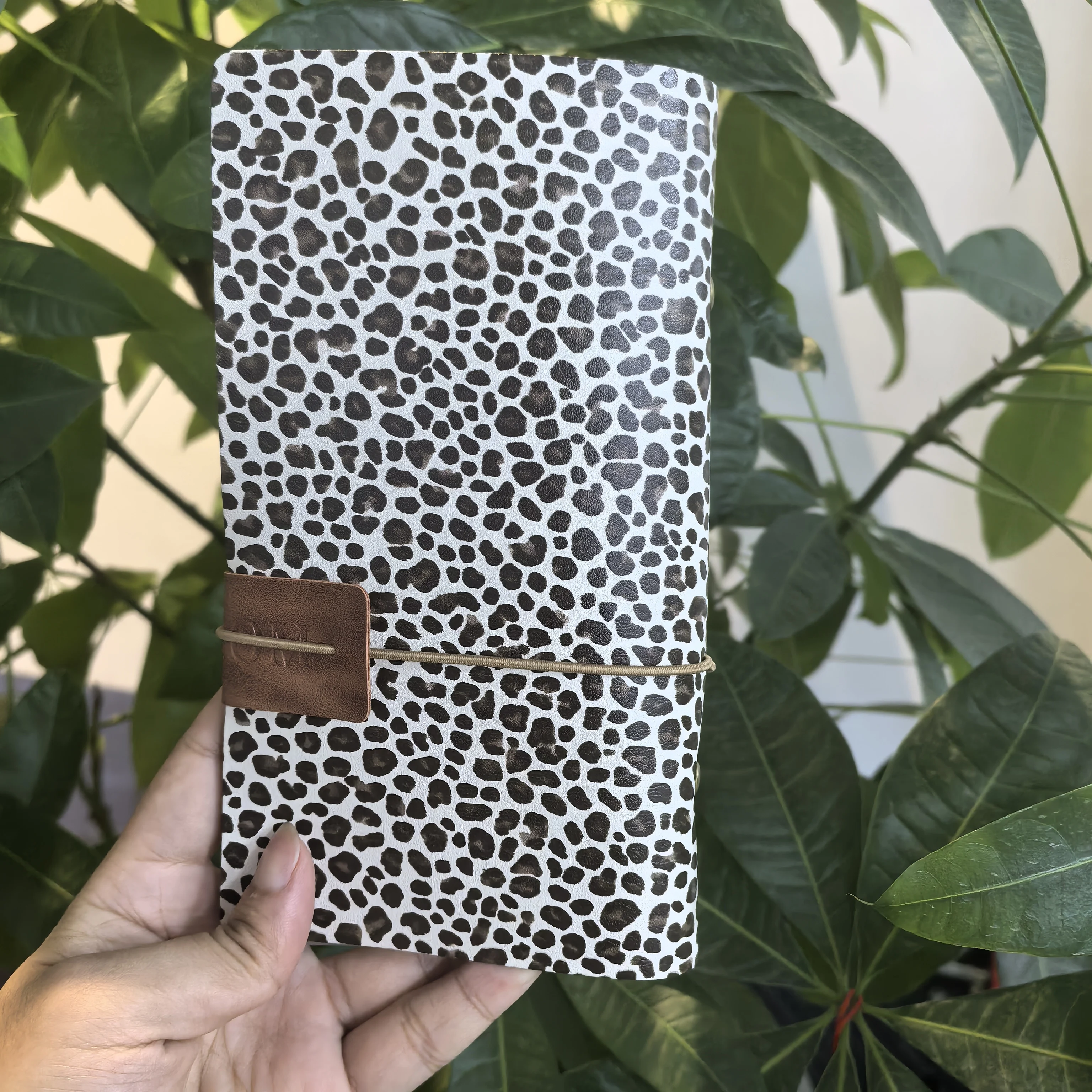 Leopard Print Photo PU Leather Cover 20 Pages Double Pocket Design Holds 80 Small Photos Travel Memory Collection Birthday Gift