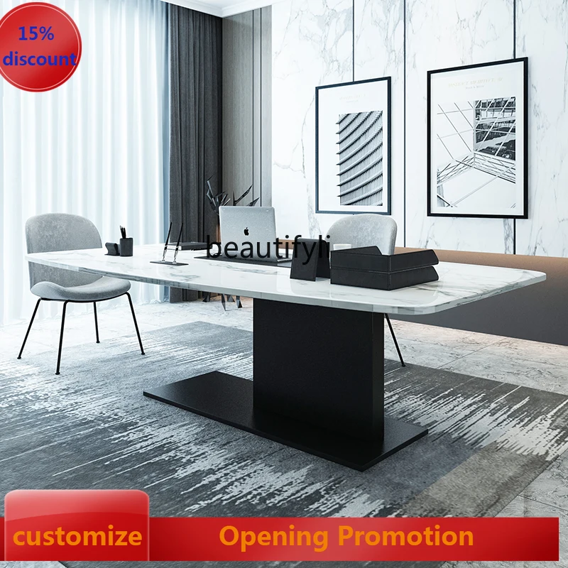 

Boss table light luxury desk computer table light luxury president large class table Italian marble G1218