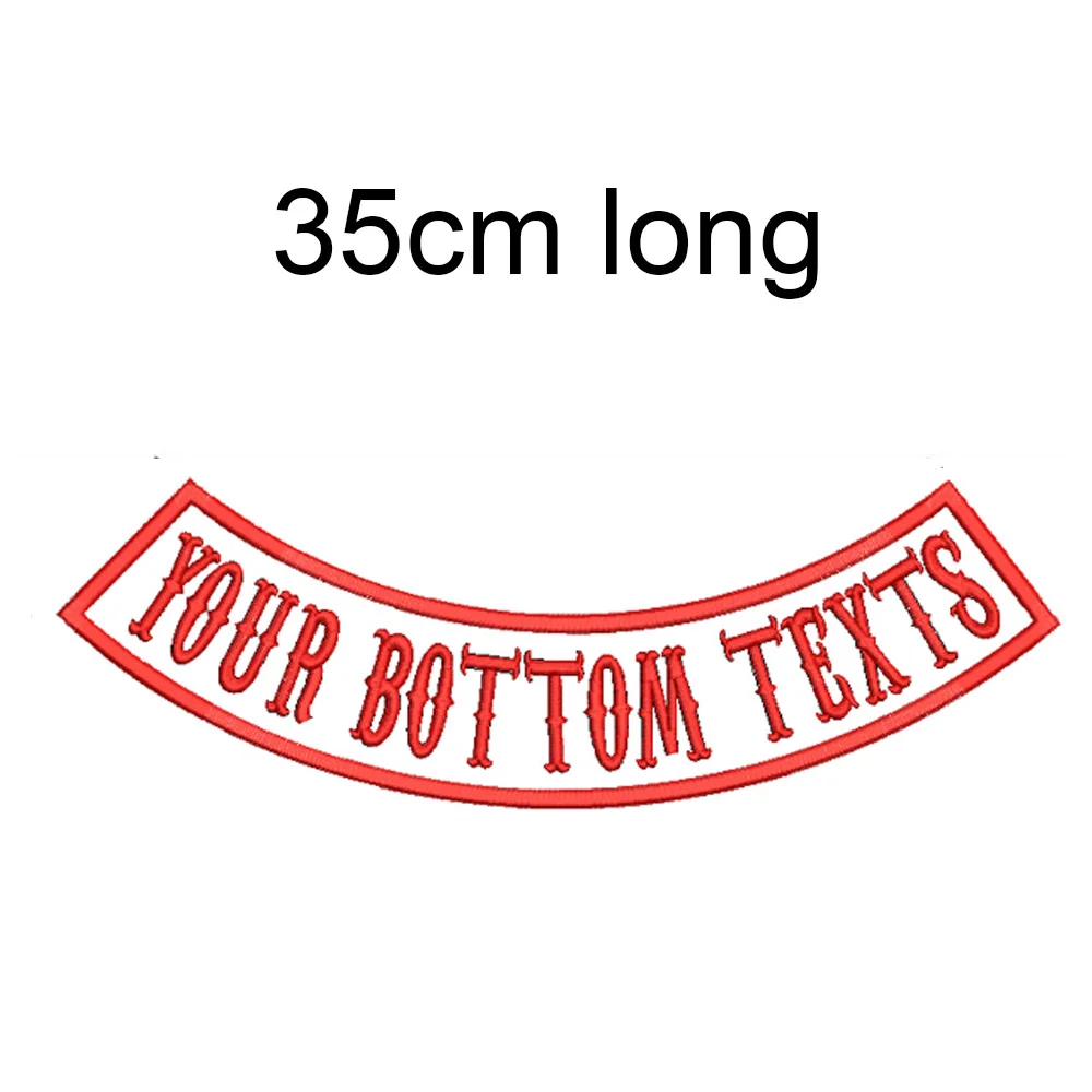 1pc Custom Bottom Rocker Embroidery Patch 35cm Long Iron On Sew On/Motorcycle/Full Back/Tell Us What Texts Need