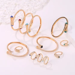Fashion Women 2pc Bracelet & Ring Set color Resin Design Adjustable Ring Women's Party Wedding Jewelry Cuff Bangle Accessory