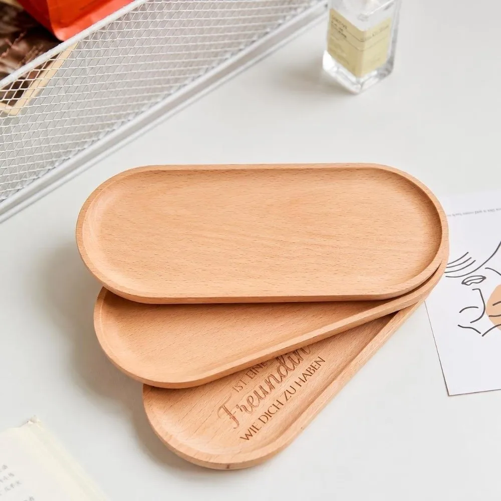 Japanese style Solid Wood Wooden Tray Oval Minimalist Serving Tray Portable Natural Dessert Plate Restaurant