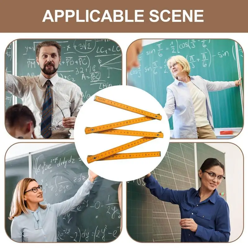 Wooden Measuring Stick 1 Meter Folding Metric Ruler Metric Scale Carpenters Ruler Wood Measuring Ruler For School Supply