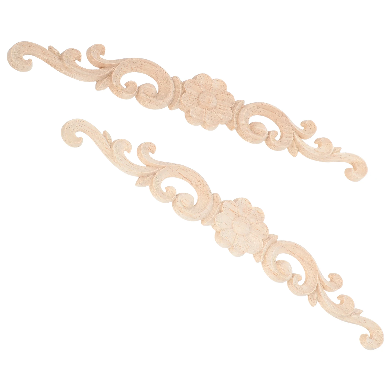 

2Pcs Carved Solid Wood Corner Onlay Applique Unpainted Frames Decorative Furniture Door Cabinet Wall Art Wood Onlay