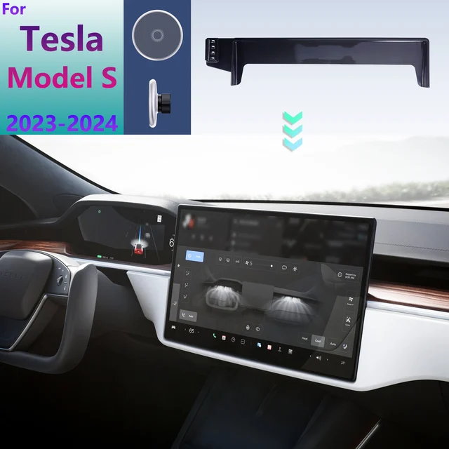 Dla Tesla Model X 2023 2024 Samochodowy uchwyt na telefon Ekran Stała podstawa Magnetyczny stojak do bezprzewodowego ładowania Samochodowy uchwyt MagSafe Pudełko na okulary