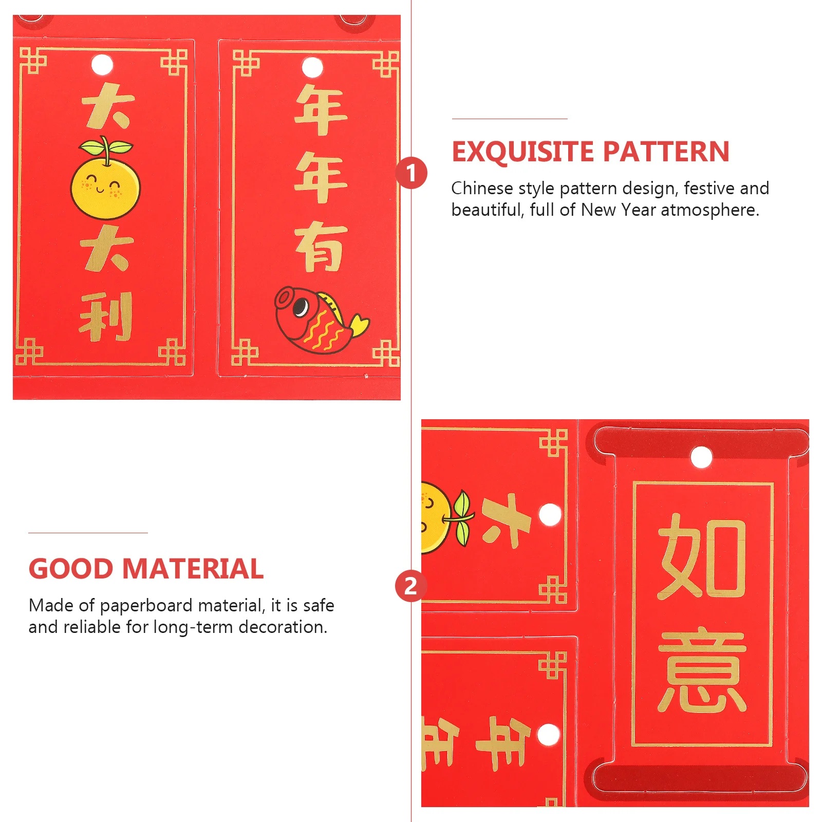 

36Pcs Spring Festival Hanging Tags Red Paperboard Chinese New Year Bonsai Pendants Traditional Style Lucky Home Decoration