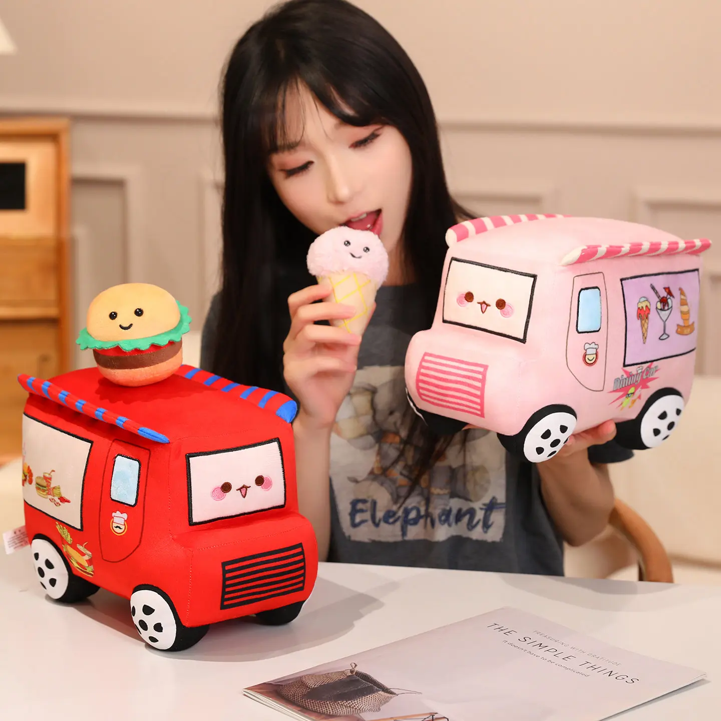 

Imitation Cute Dining Car Plush Toy Pillow Cartoon Artificial Soft Stuffed Dolls Baby Kids Gift Lovely Stuffed Dolls Home Decor