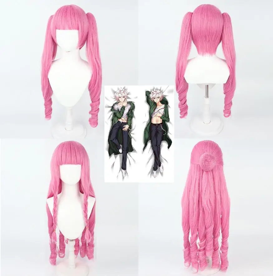 Anime Cosplay Wig Long Pink Curl Hair Style Wigs Heat Resistant Synthetic Hair Party Woman Wigs Dakimakura Pillow Case