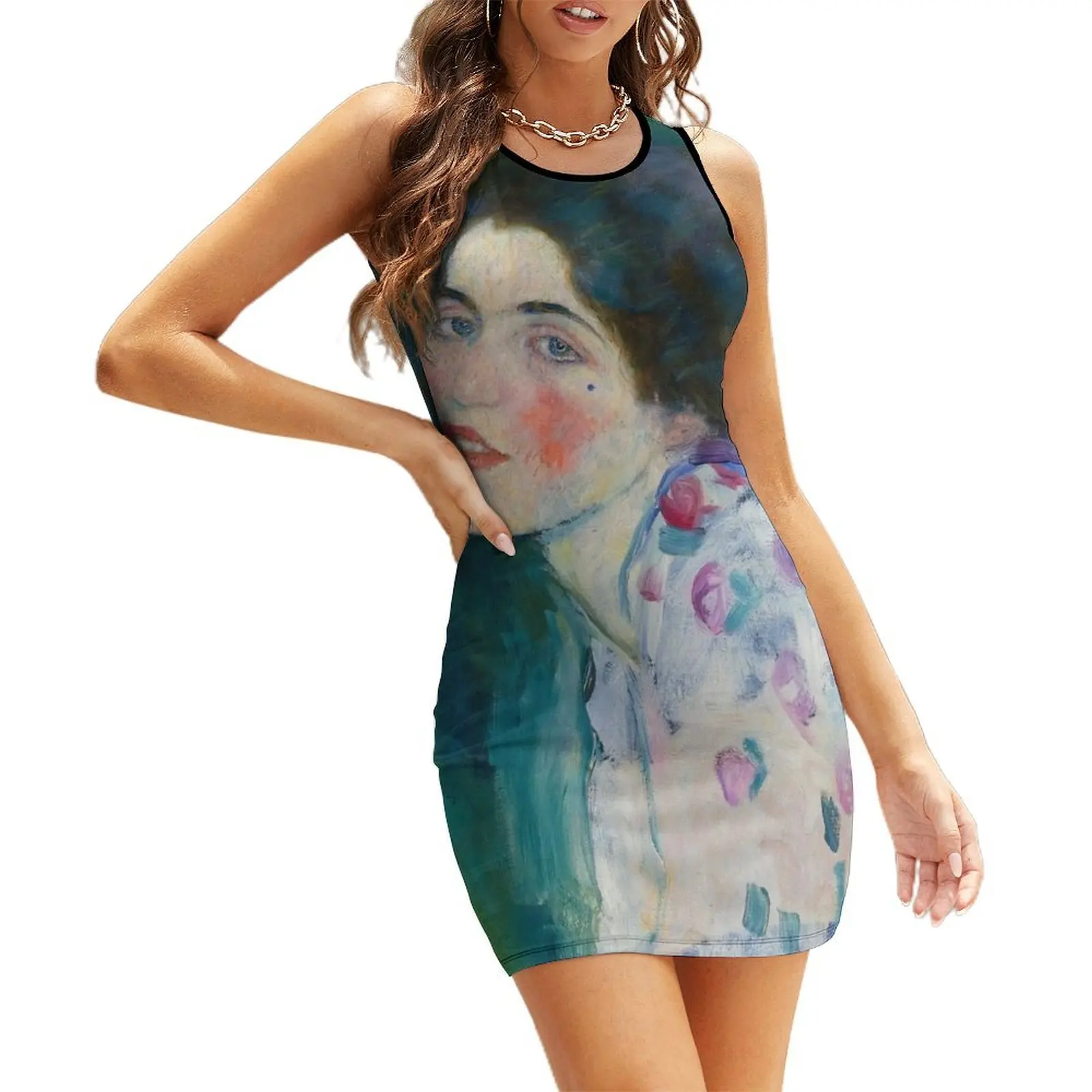 Gustav Klimt Portrait of a lady Sleeveless Sundress clothes for women luxury dresses women clothes sensual sexy dress for women