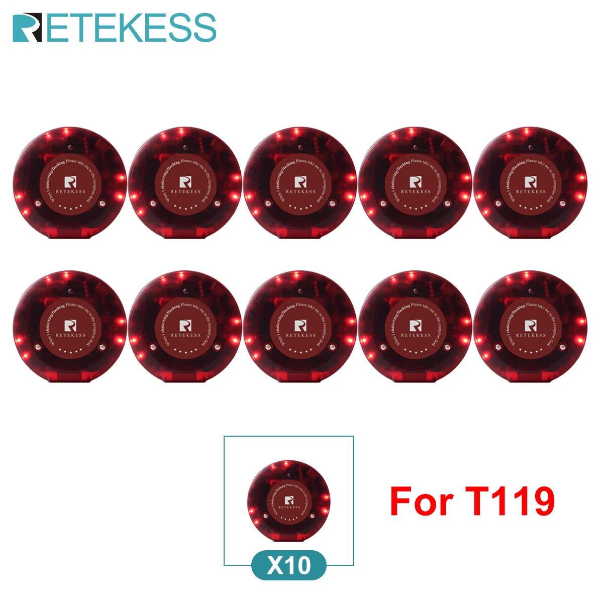 RETEKESS T119 Draadloos Restaurant Oproepsysteem Coaster Vibrater Buzzer Ontvanger 2-weg opladen voor Cafe Food Trucks