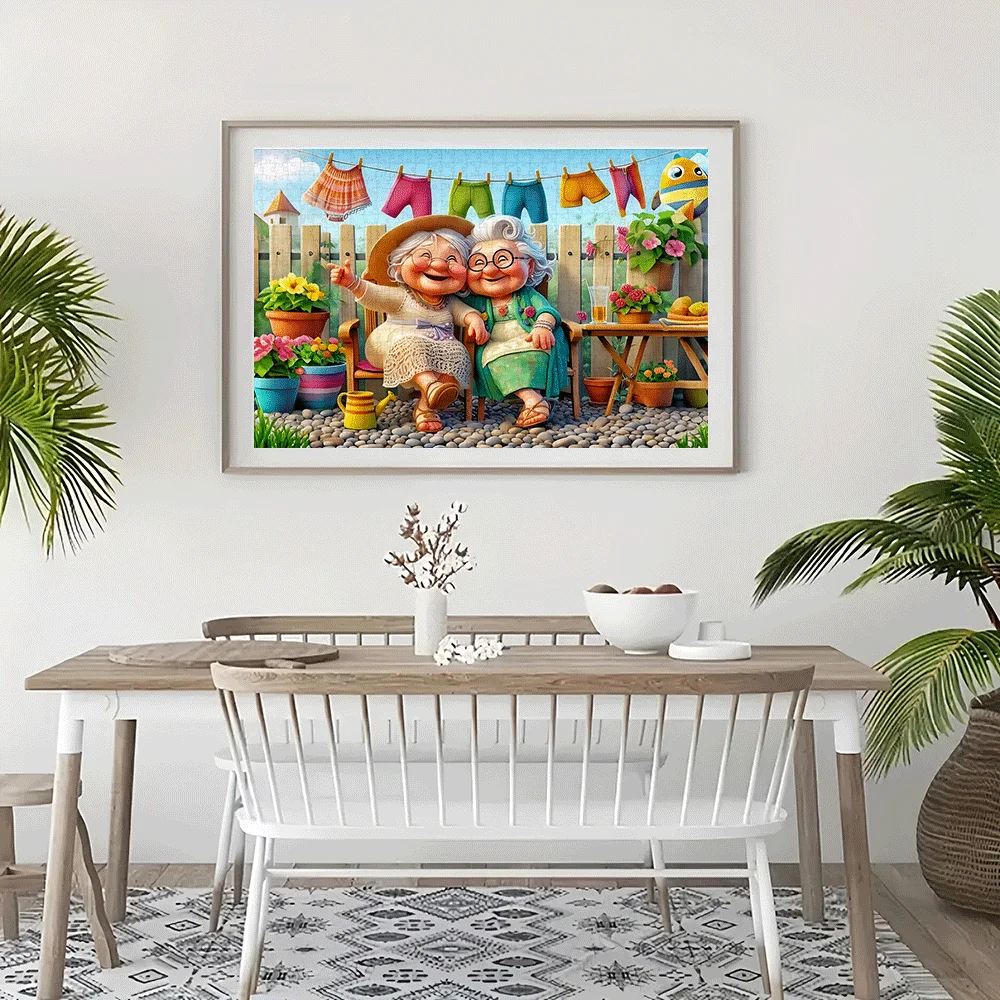 Grand puzzle 1000 pièces adapté aux adultes et aux personnes âgées-cerveau sur le thème des couples âgés avec des couleurs vives, activité familiale DIY