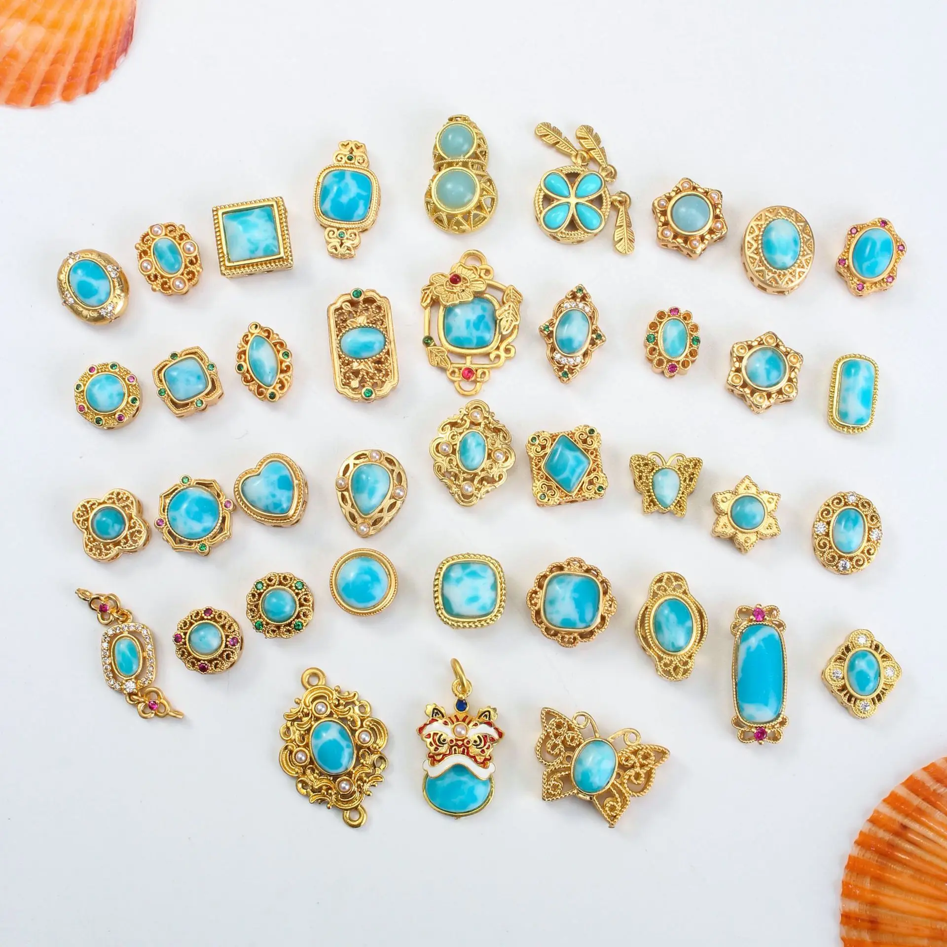 10 Pieces of Copper Gold-plated Inlaid with Sea Beads DIY Handmade Pearl Bracelet Necklace Jewelry Making Accessories Wholesale