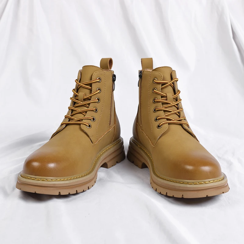 الأوروبية الأمريكية الخريف الشتاء جديد الرجال أحذية عالية أعلى سميكة وحيد مقاومة للاهتراء بسيطة الشباب المألوف دراجة نارية الأحذية #1