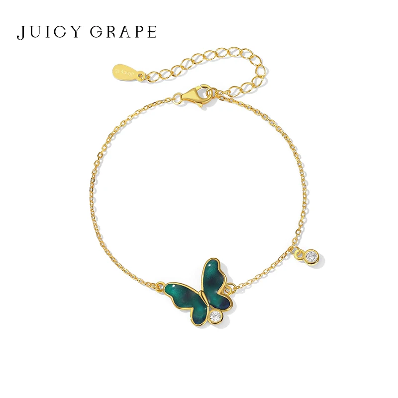 

JUICY GRAPE Enamel Butterfly Bracelet Female Simple Fashion Light Luxury Temperament Jewelry For Girlfriends Holiday Gift