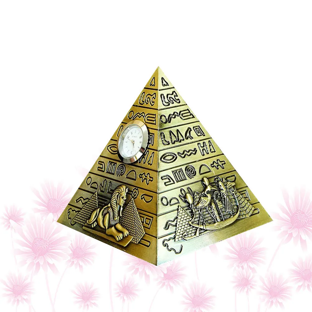 

1Pcs Pyramid Clock Decor Egyptian Style Alloy Pyramid Desktop Ornament Creative Home Office Brass Gift Egyptian Style Ornaments