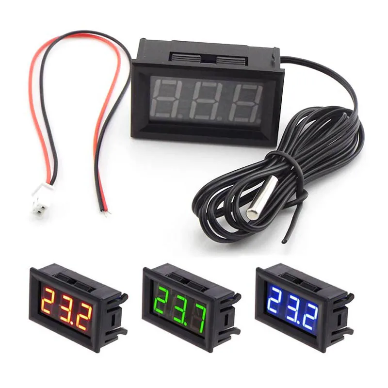 DC 5v - 12V Digital LED Thermometer Temperature -50~ 110°C  Celsius LED display Indicator Car Meter Probe Sensor led s1