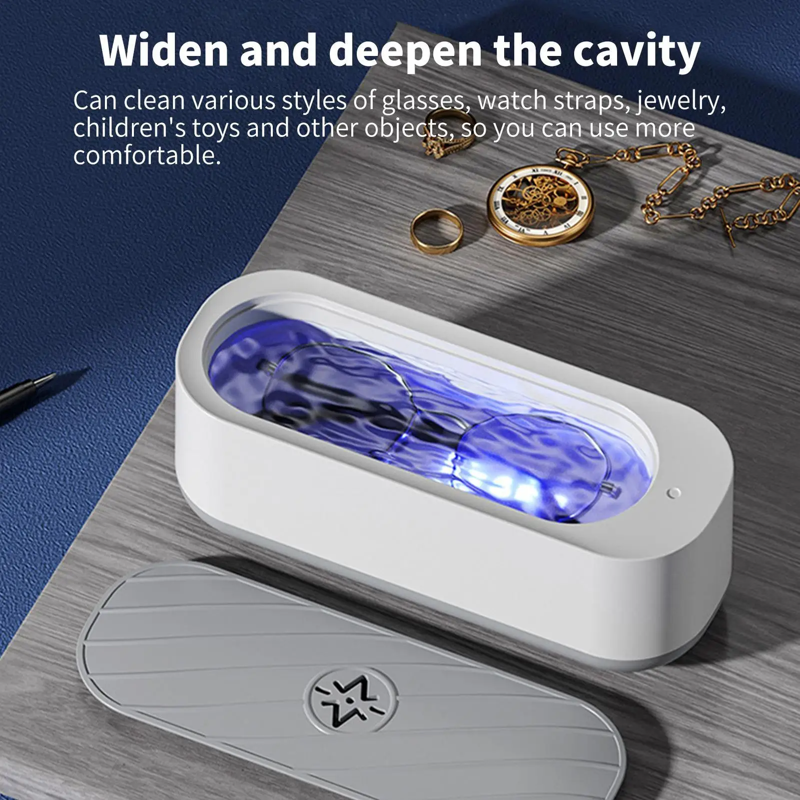 High-Frequency Vibration Ultrasonic Cleaner Machine 45KHz CordlessGlasses Cleaning For Jewelry Rings Watch Ring Cleaner