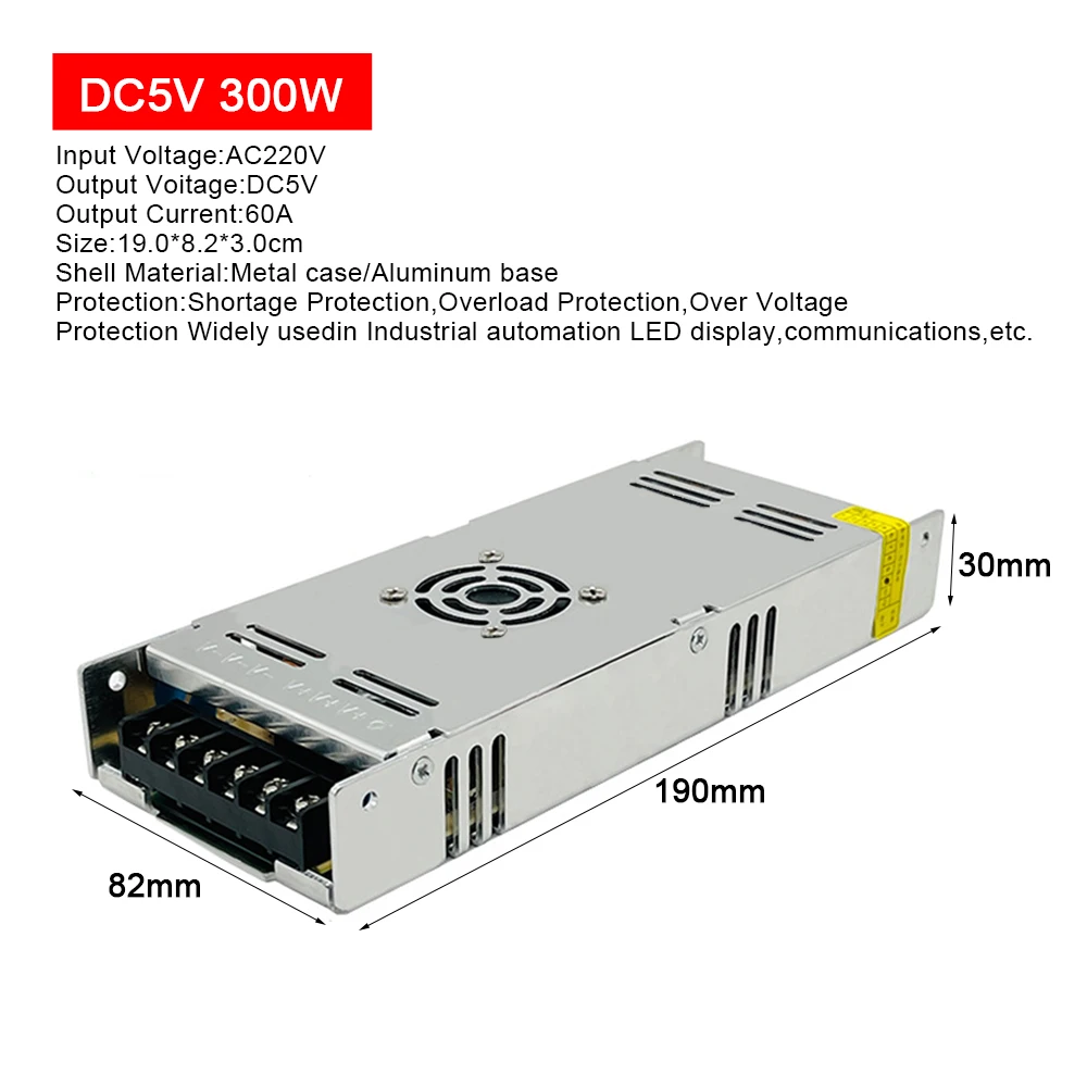 DC 5V Power Supply 60A Ultra Thin Led Driver For led strip Power Controller AC To DC Driver for LED Bar Light 300W