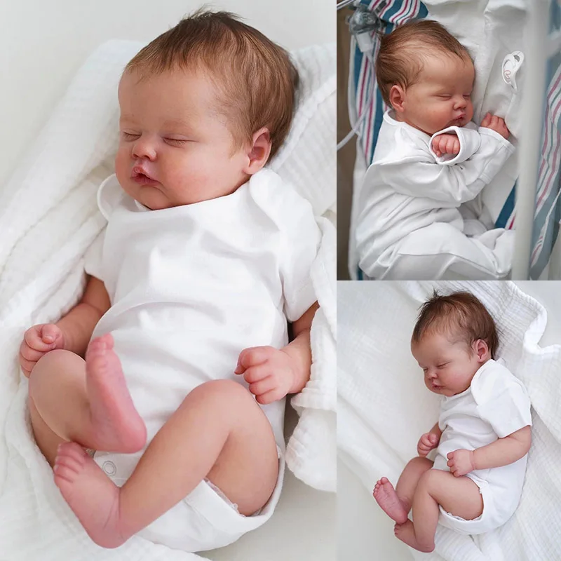 19inch Quinbee Newborn Reborn Doll Lifelike Soft Touch Cuddly Baby 3D Skin Handmade Rooted-Hair Visible Veins