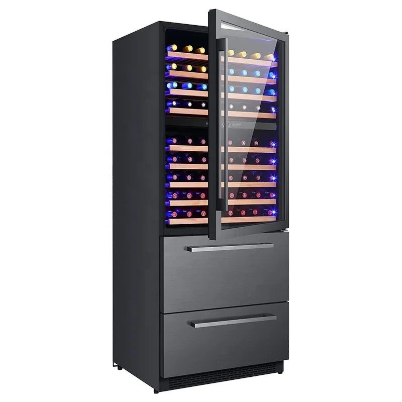 Outdoor Foldable Integrated Built-In Drawer Refrigerator Beverage Wine Cabinet Cooler with Light