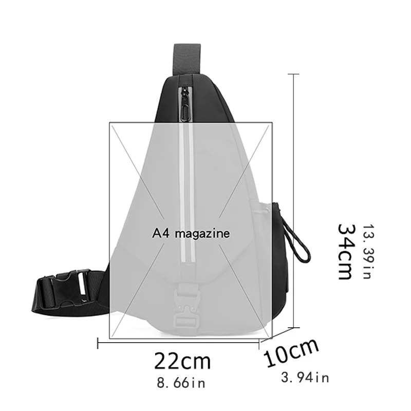 حقيبة صدر خفيفة الوزن |   حقيبة مراسلة متعددة الوظائف للياقة البدنية والسفر في الهواء الطلق، مصنوعة من مادة البوليستر المتينة