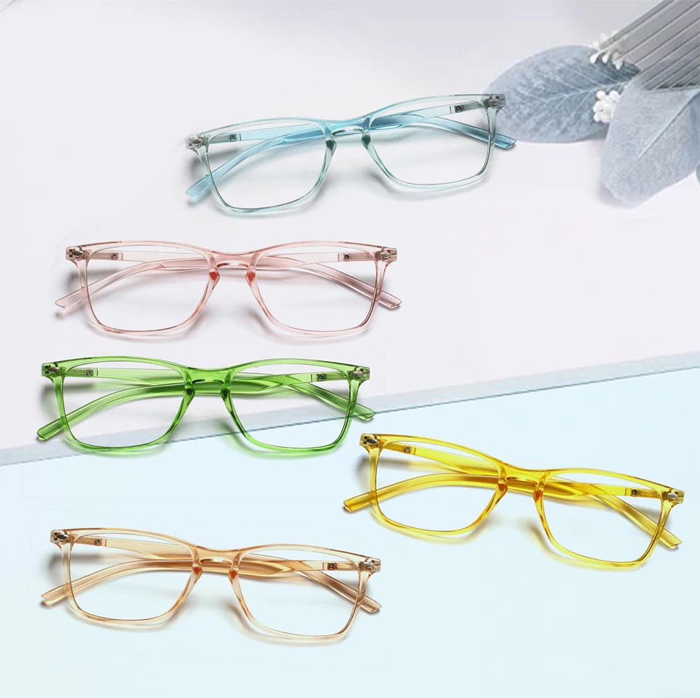 Fashion Simple Transparent Rectangular Reading Frames Glasses HD Lenses Comfortable Lightweight Prescription Glasses+1.0+2.0+3.0