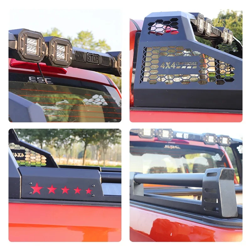 

Universal Steel Pickup Roll Bar Rack Upgraded Anti Rollover Bar with LED Light