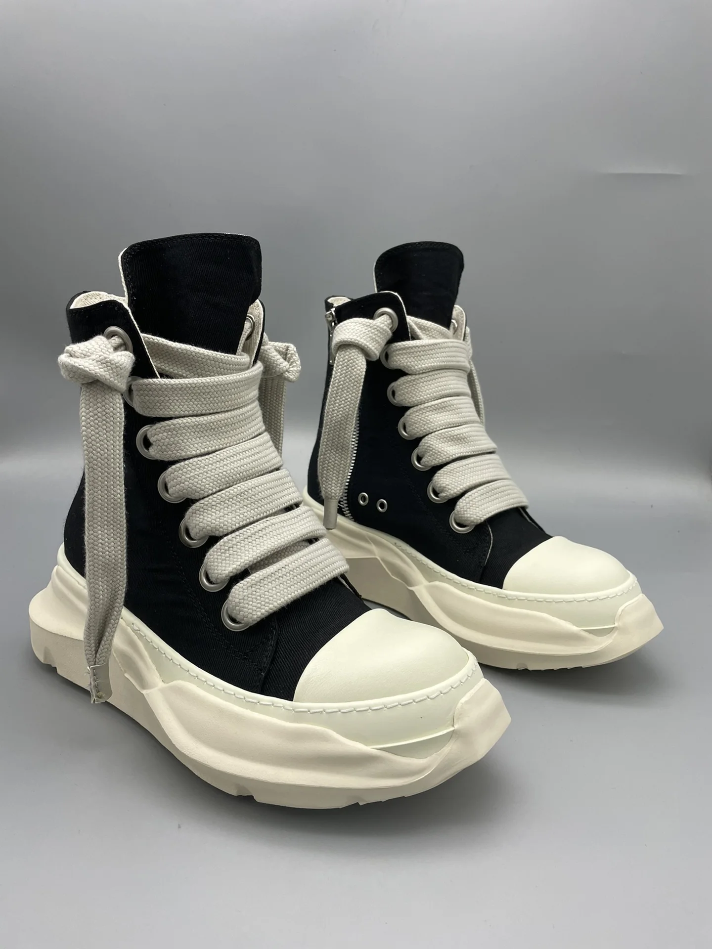 Men Platform Shoes High Top Casual Canvas Luxury Trainers Lace Up Women Sneakers Zip High Street Designer Autumn Boots - view 4