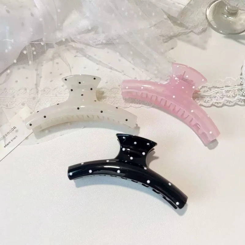 موضة Bowknot القوس مشبك شعر لطيف دبوس الشعر الاكريليك البولكا نقطة مشبك شعر الكورية نمط كبير القرش كليب مشبك شعر كبير فتاة