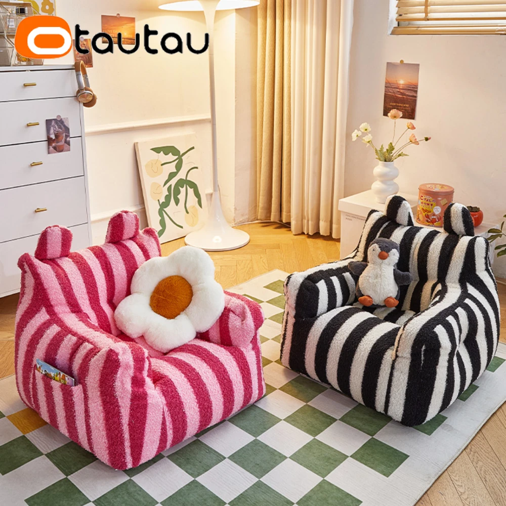 OTAUTAU Children's Sofas with EPS Ball Filling Bean Bag Chair Kids Couch Mini Sofa Pouf Salon Frameless Furniture SF140