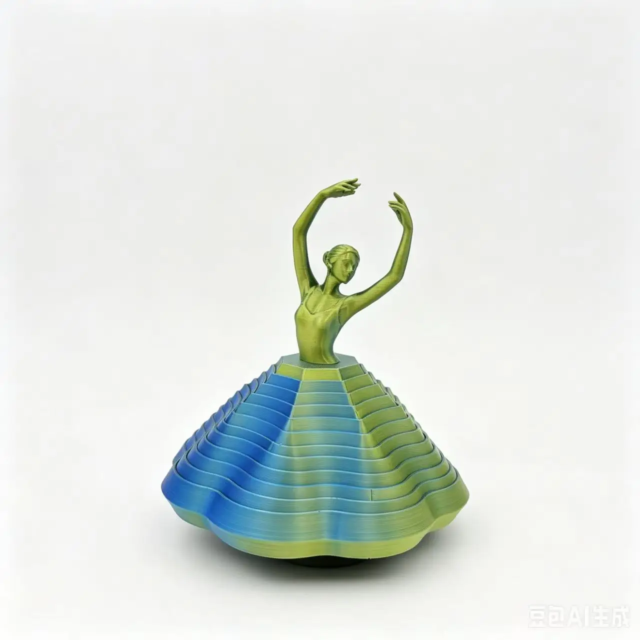 3D Printing Swirling Ballerina Girl Sculpture Interactive Wavy Base Ballet Dancer Figurines Office Desk Accessories Ornament