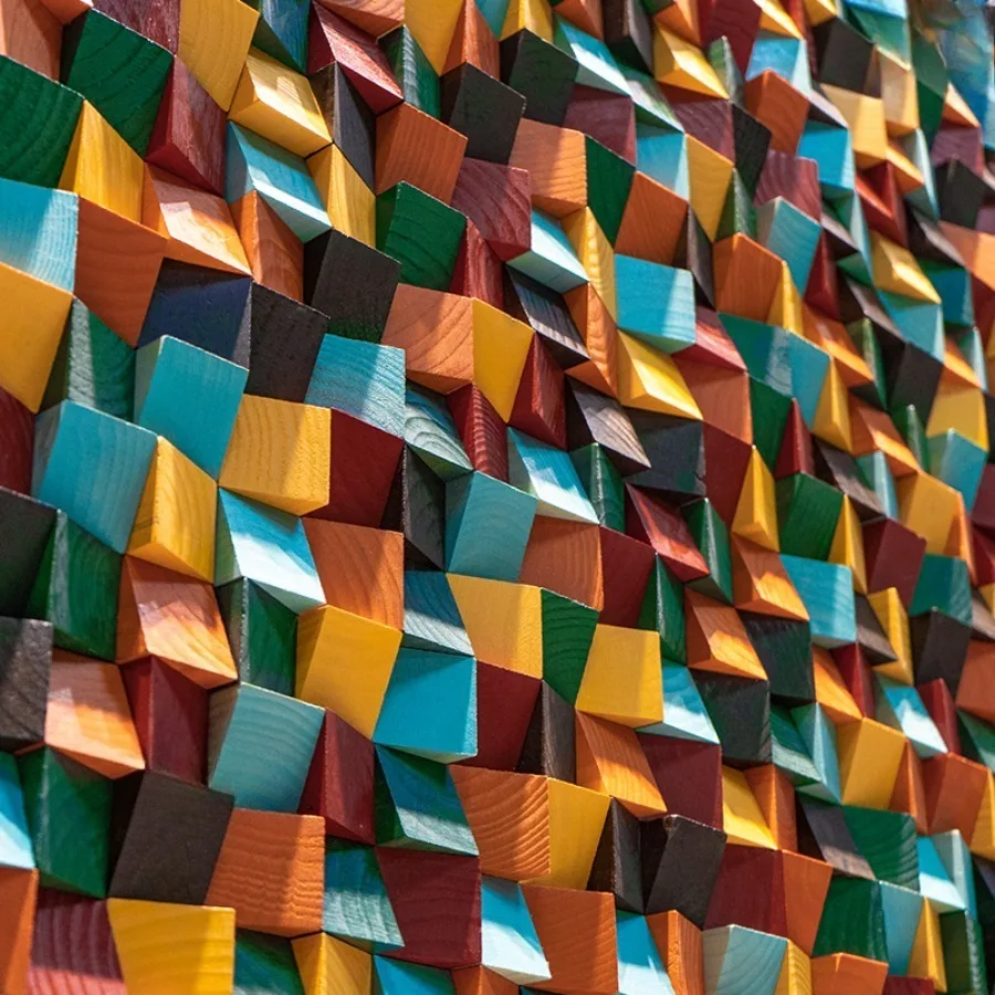 3D Art Wall Decor Mosaic Tile Solid Wood Wall Panel Acoustic Diffuser for Home/Office/Showroom/Living Room Background Wall Decor