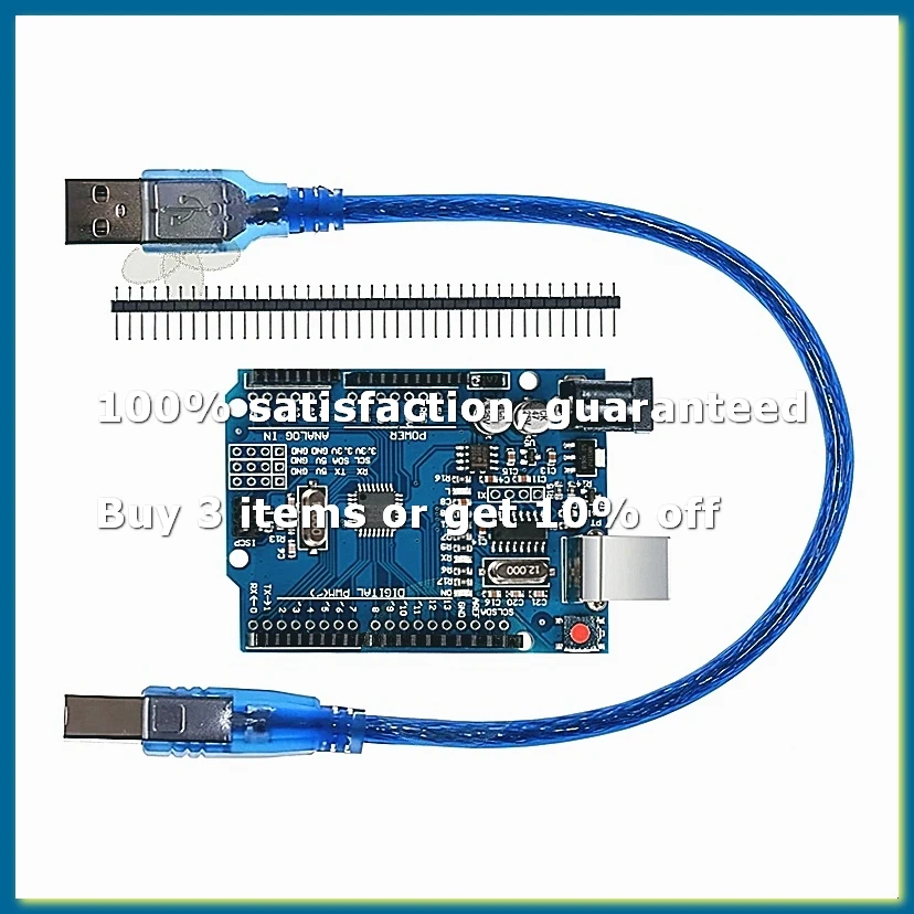 R3 Motherboard MCU Development Board Module with USB Cable and 2.54mm Straight Pin Header 328P Chip
