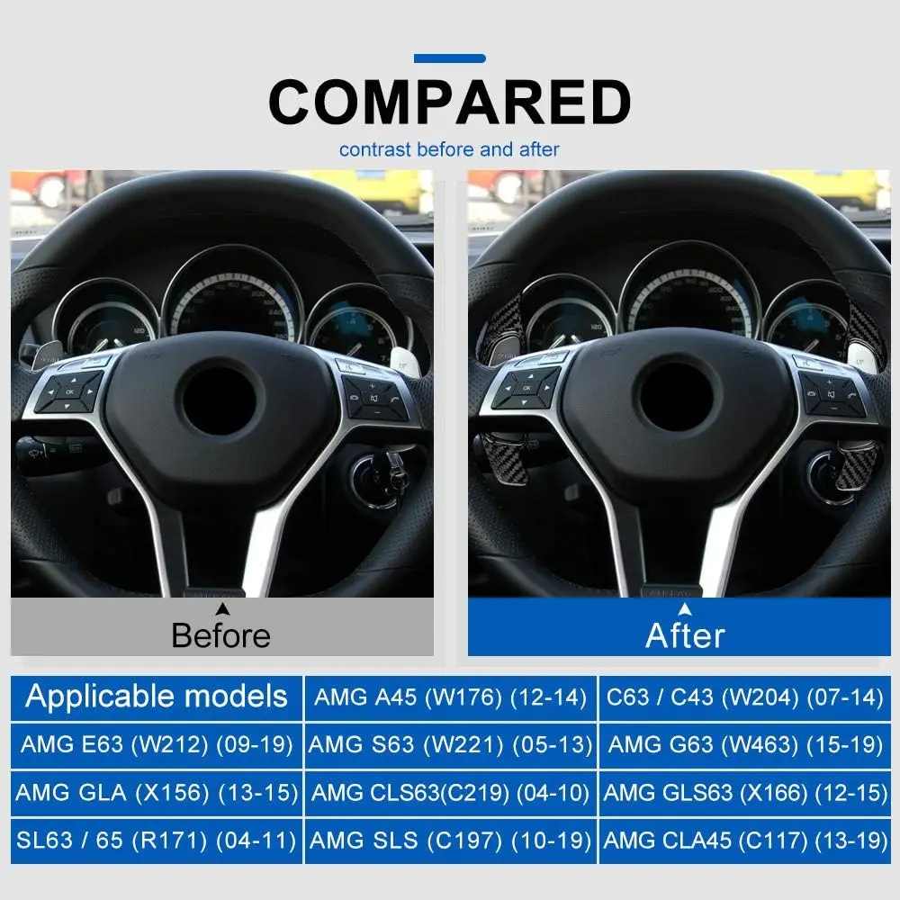 Volante in fibra di carbonio Paddle Shifter Extension Cover shift Paddle accessori per finiture interne per la decorazione di Mercedes Benz