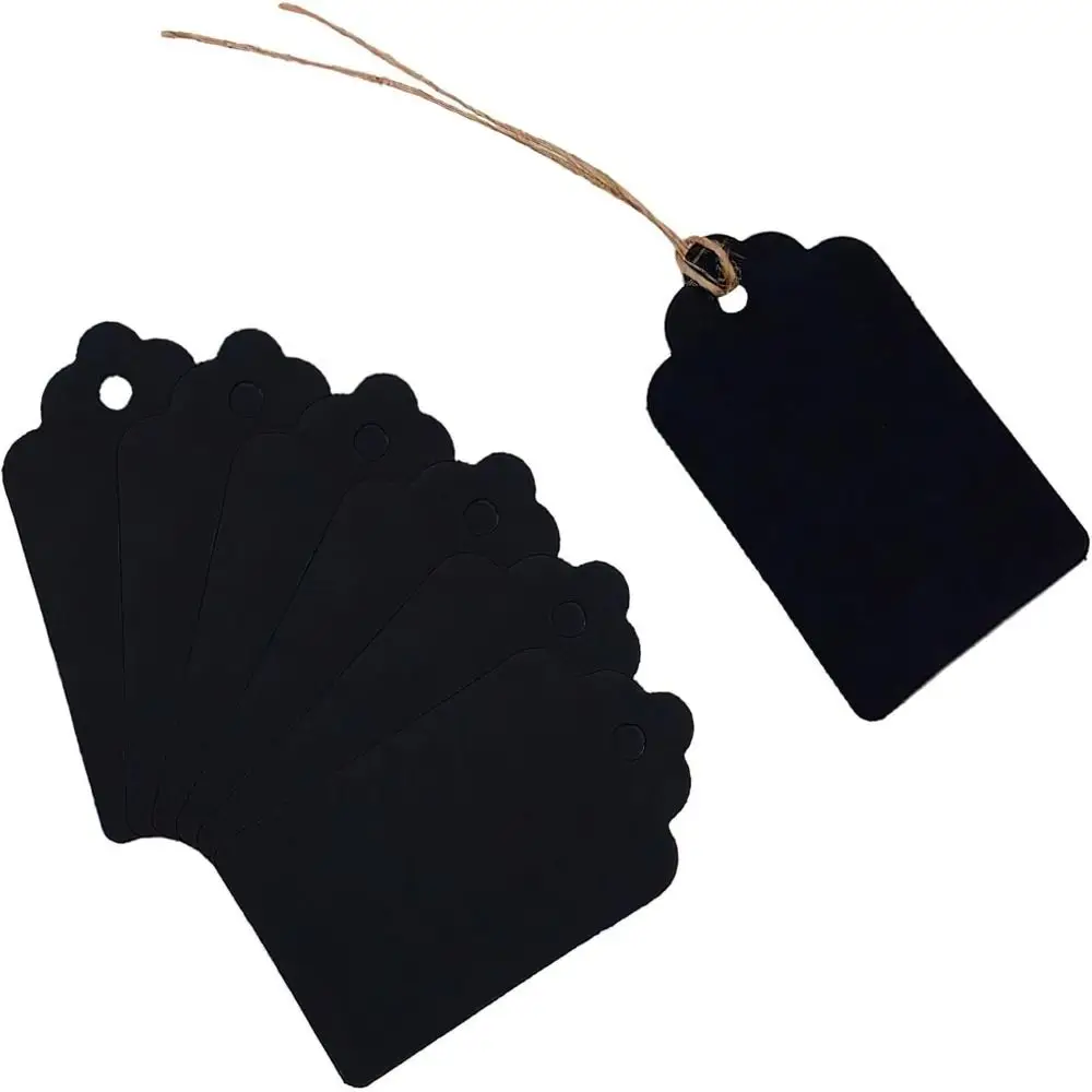 100Pcs Handmade Packaging Label Vintage Eco-Friendly DIY Scallop Label Multi-functional with String Wedding Gift Decorating Tag