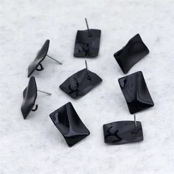 10pcs/set Diy Rectangle Earrings Base Black Metal Earring Settings Jewelry Connectors for Handmade Jewelry Making Findings