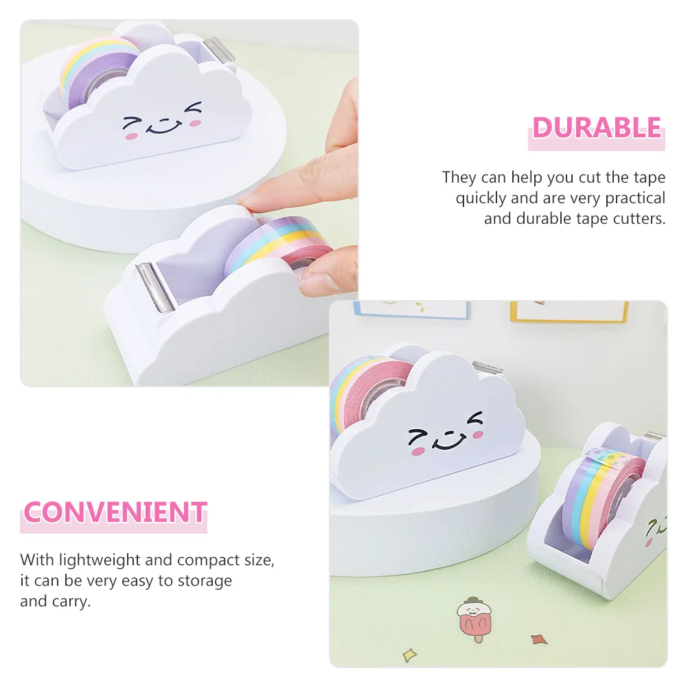 Tape Paper Cutters Dispenser Pink Decor Stationery School Supplies Plastic Multi-function Holder Office