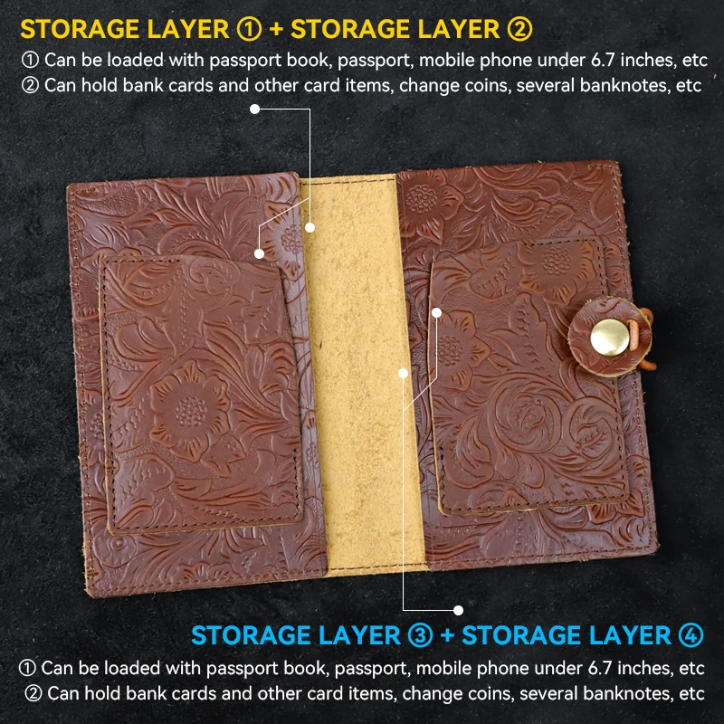 High Quality Passport Case Handmade Genuine Leather Credit Card Holder Passport Cover Bag Travel Wallet For Men, Women