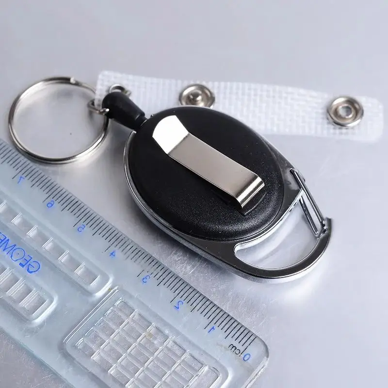 Retractable Badge Reel Anti-lost Keychain ID Tag Pass Card Clip Badge Keys Card Holder Badge Reels with Elastic Steel Wire Rope