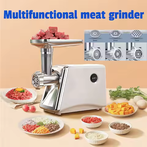 Moedor de Carne Elétrico 800W de Alta Performance, Processador de Alimentos e Fatiador Elétrico de Carne para Cozinha