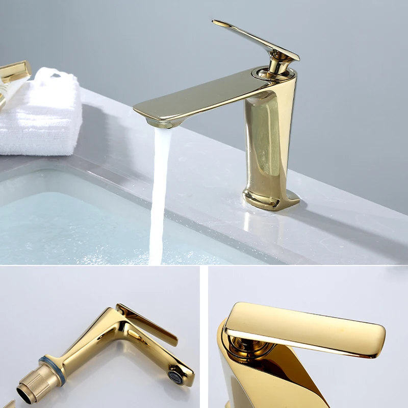 Bathroom Basin Faucet Deck Mount Brass Single handle Basin Mixer Tap Bathroom Cabinet Balcony Cold and Hot Water Mixer Faucets