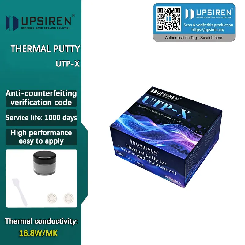 

UPSIREN UTP-X 16.8w/mk Thermal Putty For VGA GPU IC Processor Rapid Cooling Thermal Pad Replacement Heat Blocking Putty