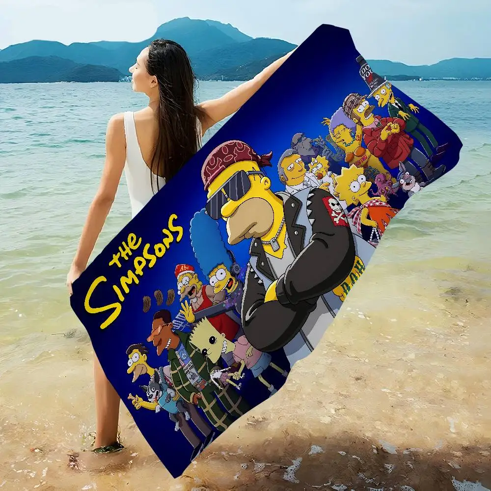 بطانية S-Simpson من الألياف الدقيقة سريعة الجفاف مناشف الشاطئ بطباعة كبيرة الحجم وبطانية منشفة حمام السباحة فائقة الامتصاص #3