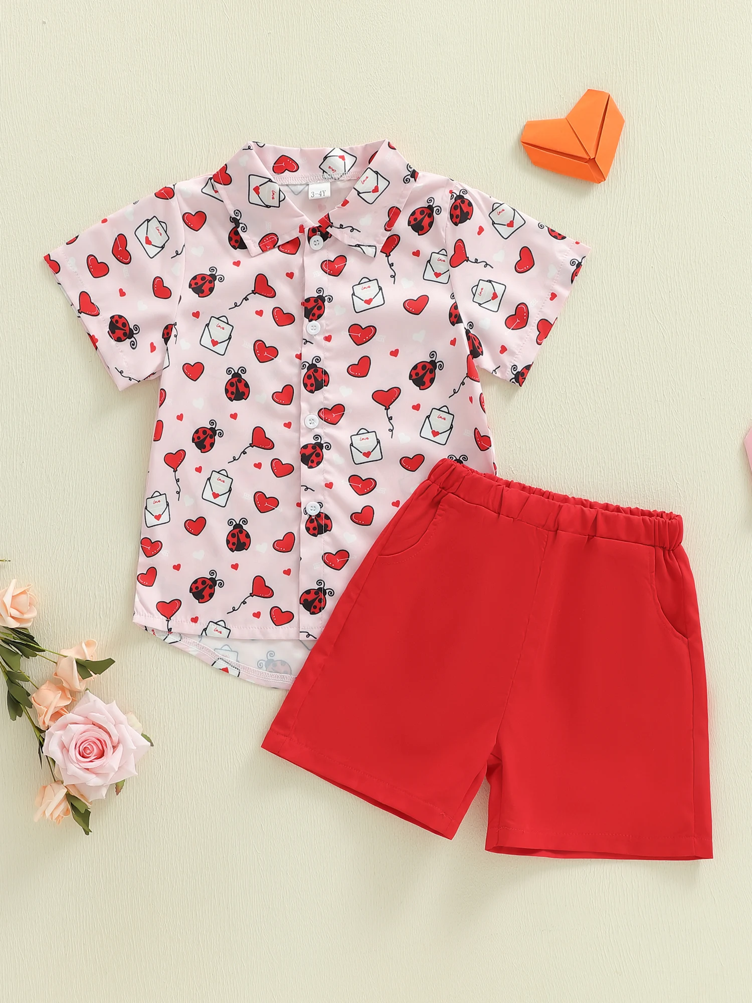 3 قطع من ملابس عيد الحب للفتيات الصغيرات بأكمام طويلة وسروال رومبير مطبوع عليه حب مجموعة عصابة رأس ملابس للأطفال الصغار لعيد الحب
