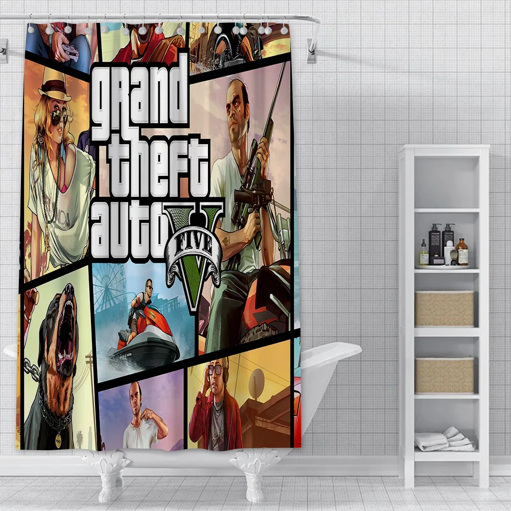 Game Grand Theft Auto Shower Curtain Waterproof Polyester Fabric Paint Bath Curtains Home Bathroom Decor Curtain With Hook