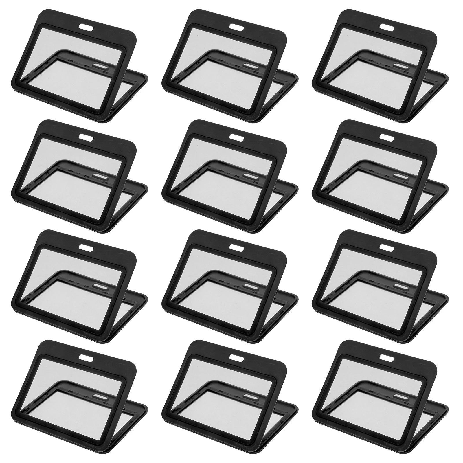 12 قطعة من البلاستيك الصلب، حامل معرف العمل، تصميم أفقي أنيق، عرض حماية النوافذ المزدوجة #1
