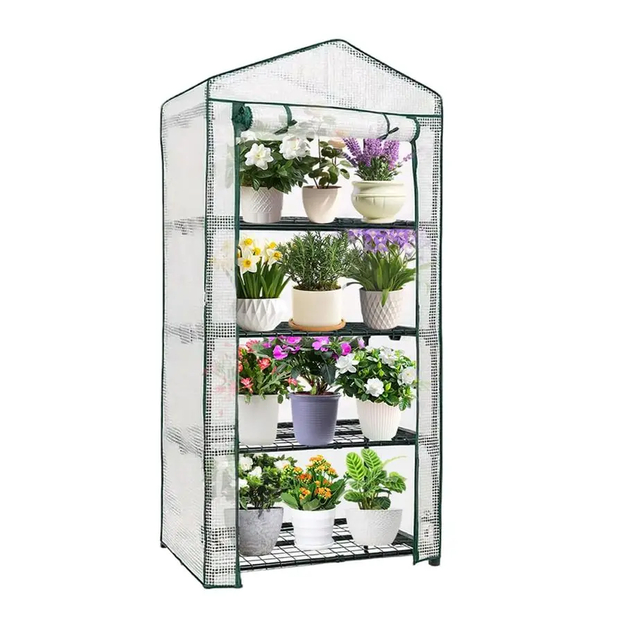 

Мини-теплица, теплица для цветов для дома и улицы, портативный уличный парник с прочным прозрачным ПВХ-покрытием и стальным каркасом
