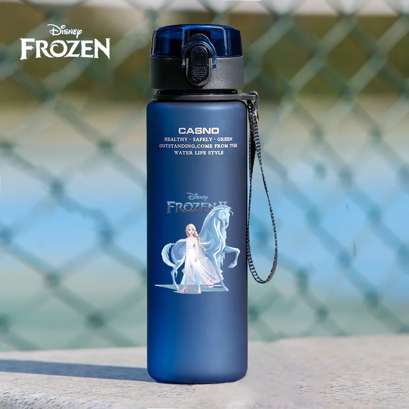 560ml Disney Frozen Outdoor Large Capacity Sports Water Cup Animation Cartoon Portable Plastic Bottle Elsa Anna Fitness Cycling