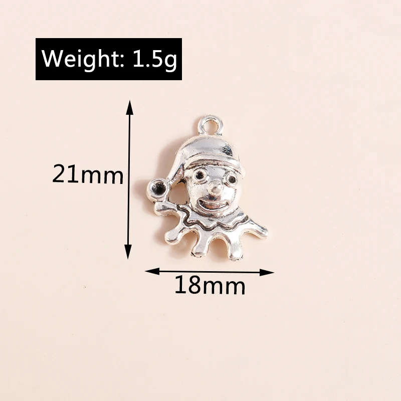 Leslie 15 Stück 18 x 21 mm lustige süße Clown-Anhänger für handgefertigten Schmuck, Ohrringe, Halsketten, Armbänder, DIY-Handwerk – Detail 1